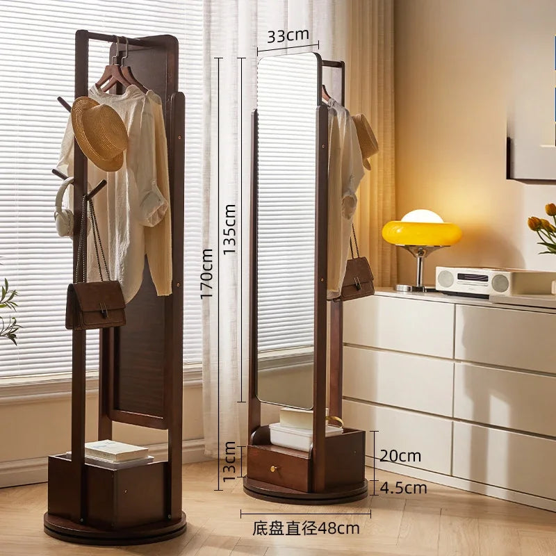 Full Length Mirror Cabinet Rotating Wooden Dressing Modern Creative Mirror Cabinet Minimalist Espejos De Piso Storage Furniture