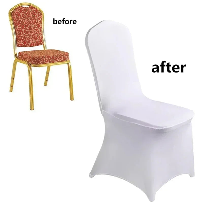 10Pcs Solid Color Chair Cover Spandex Slip Cover Stretch Wedding Banquet Party Reataurant Banquet Hotel Dining Chair Covers