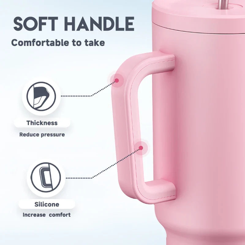 Meoky New 40oz Handle Tumbler Keep Hot Insulation Coffee Cup Multicolor Stainless Steel Leak-proof Car Mug Vacuum Bottle Winter
