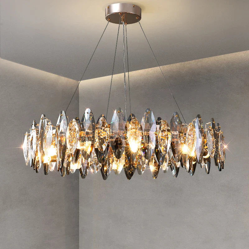 Crystal Gold Silver Modern Independent Designer Chandelier LED Light Fixture Luxury