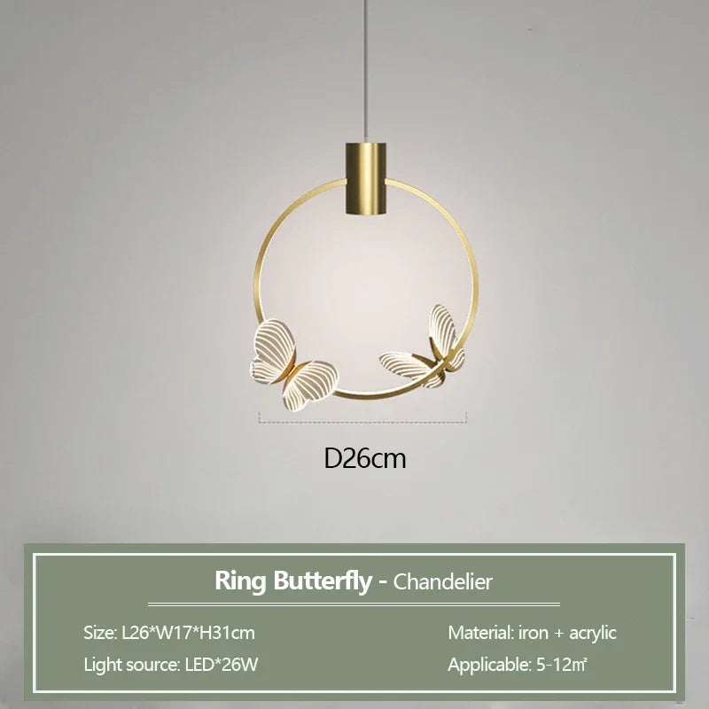 Modern Transparent Butterfly Ceiling Chandeliers Luxury Designer Pendant Lights
