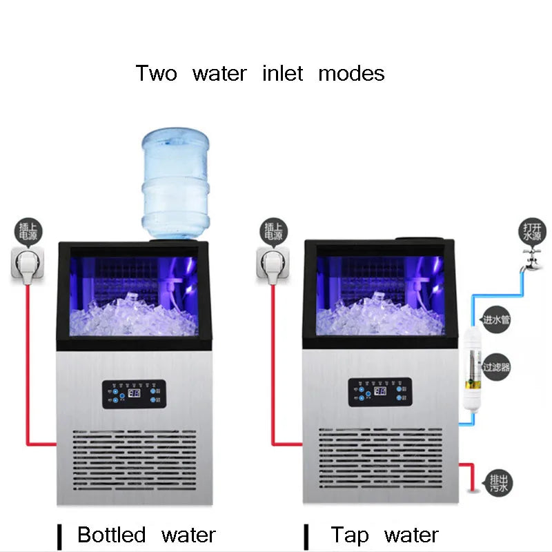 Commercial Ice Maker Countertop Automatic Built-in Cube Generator Electric Cooler Machine Home Appliance
