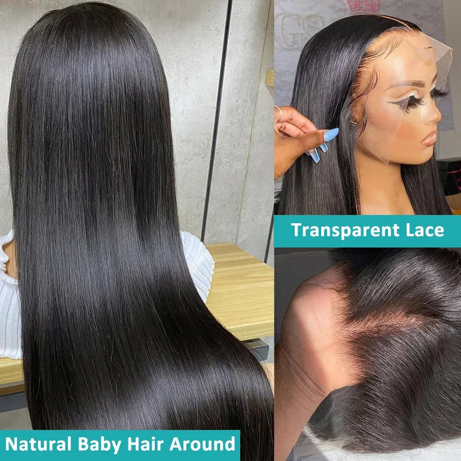 30 34 Inch 13x6 Lace Front Human Hair Wig Bone Straight Preplucked Brazilian 13x4 360 Lace Front Wig Human Hair Wigs For Women
