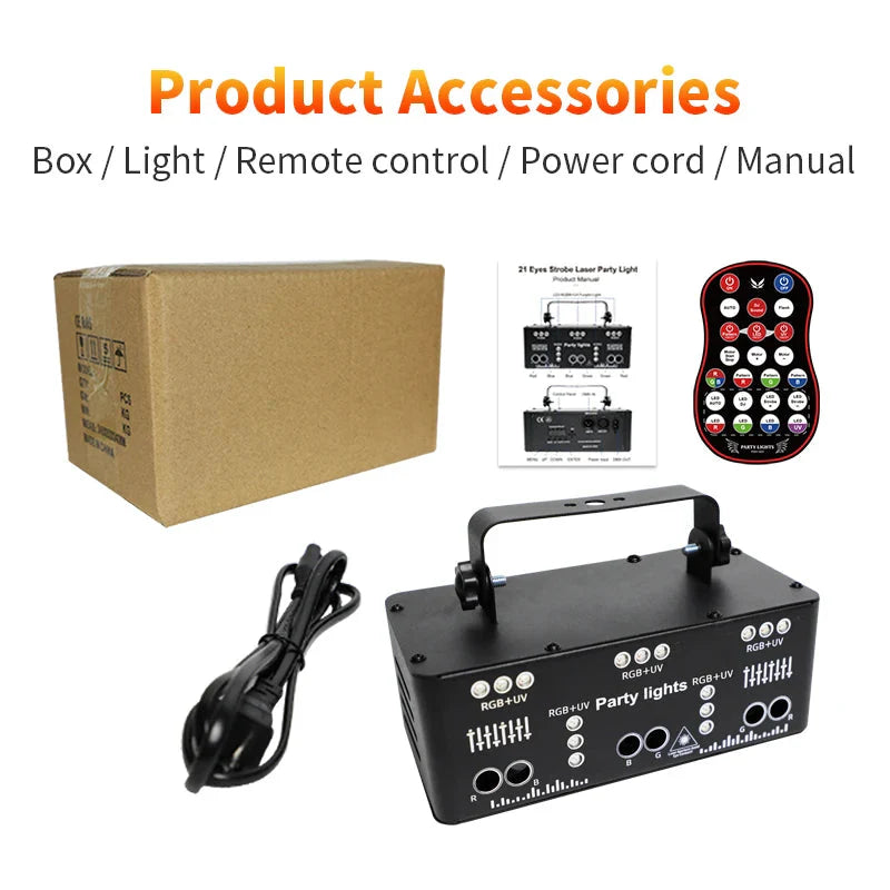 21 Eyes Disco Lights For Home Automatic Memory Function Party Light Remote Control