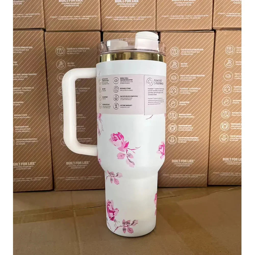 2025 new Large Capacity 40Oz Stainless Steel Vacuum Flask - Insulated Tumbler Cup with Lids and Straws, Perfect for Travel