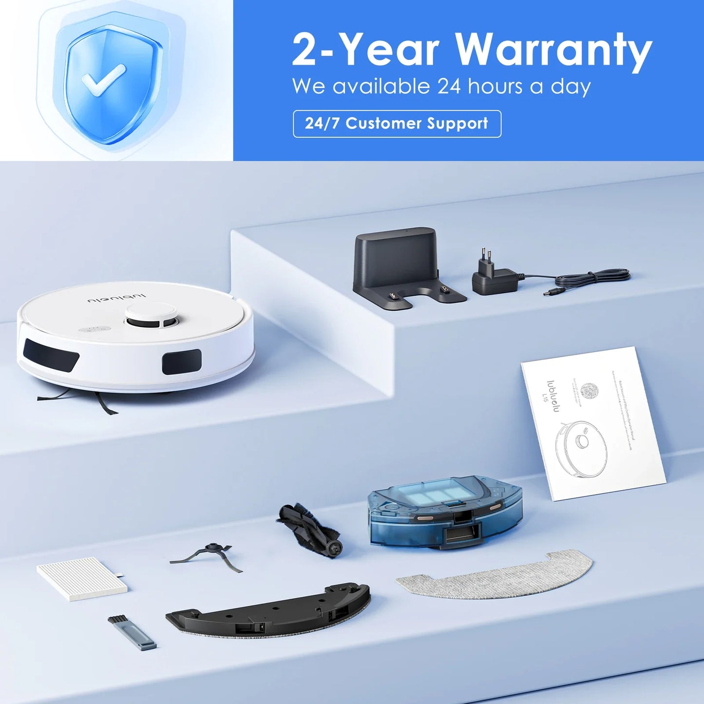 Lubluelu L15 Robot Vacuum And Mop Combo 5000Pa, Auto-Charging, 5 Maps, Robot Vacuum, 30 No-go Zones, 3 In 1 Robot Vacuum Cleaner