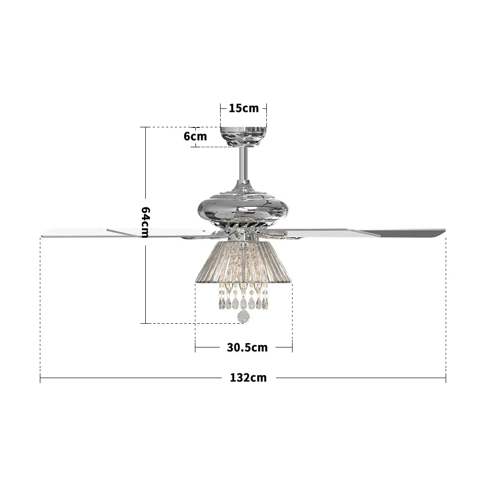 KOMORE 52 Inch Modern 5 Wood Blade Ceiling Fan Chandelier with Remote Control for Office, Living Room, Bedroom