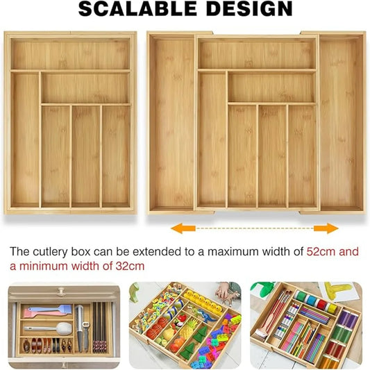 Bamboo Cutlery Expandable Divide Storage Trays Rack Neat Elegant Kitchen Drawer Organizer Furniture Accessories ,Picnicking out