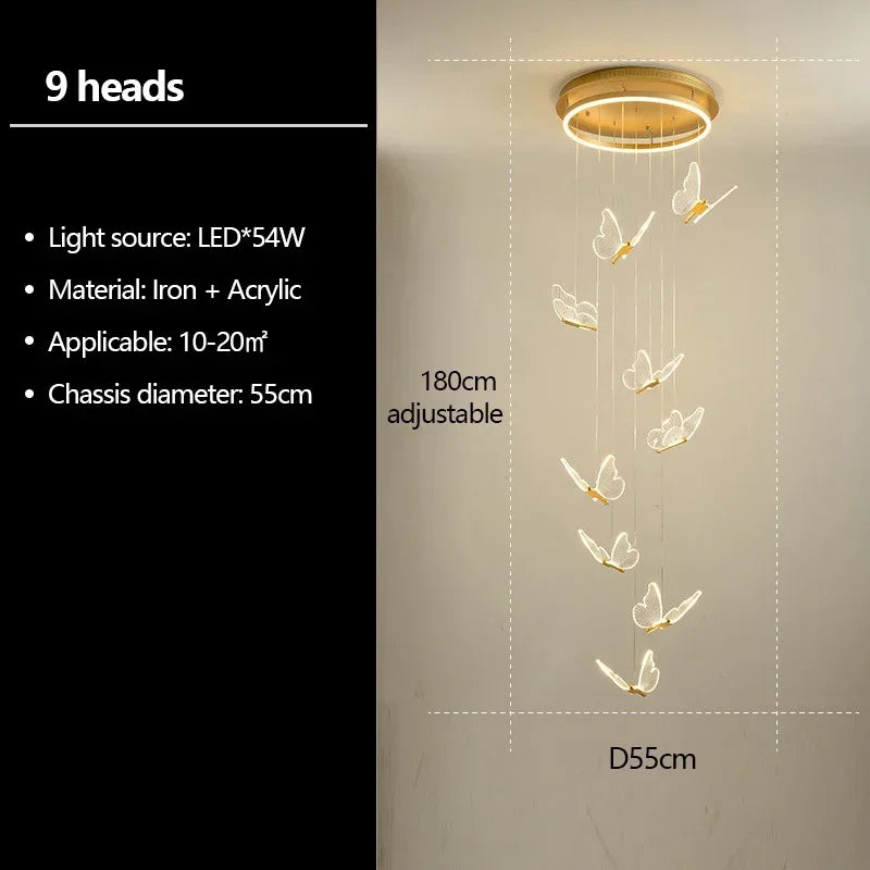 Modern Transparent Butterfly Ceiling Chandeliers Luxury Designer Pendant Lights