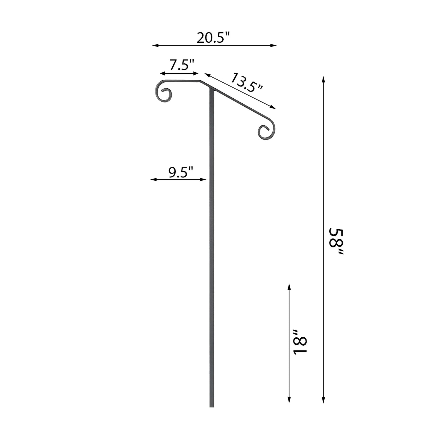 VEVOR Single Post Wrought Iron Handrail Post Mount Step Grab Supports in Ground Long Post Fits 1 or 2 Steps Grab Rail Single