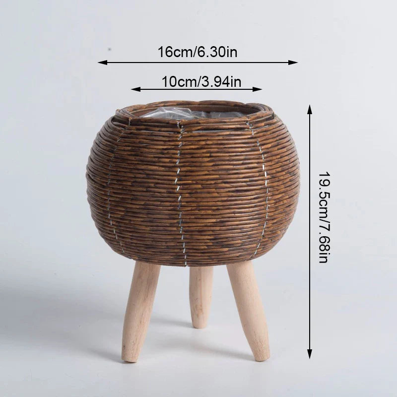 Woven Flower Basket With Removable Legs