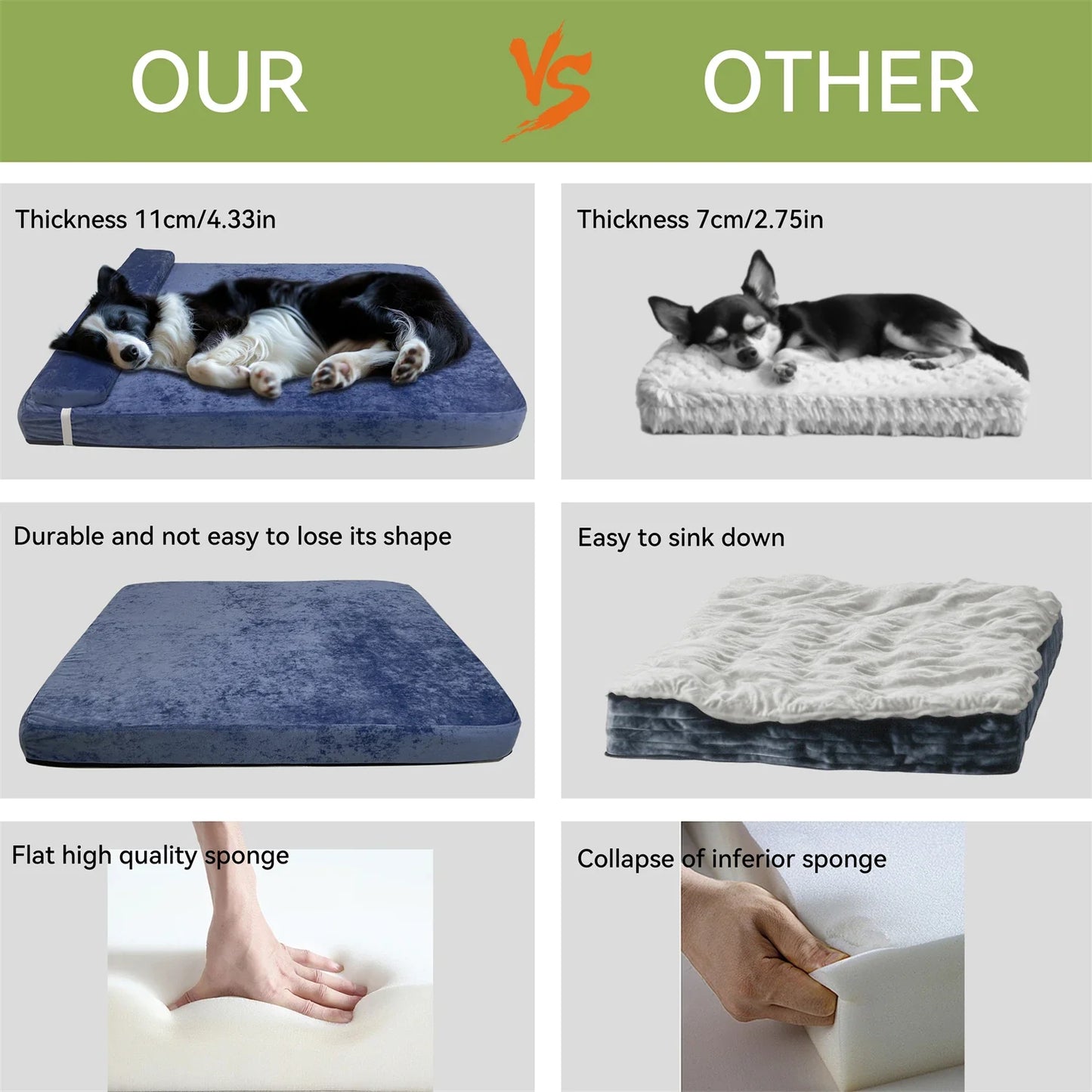 Luxury Pet Bed with Headboard, Washable Dutch Velvet Cover, Dog and Cat Bed, High Elastic Sponge, XXLarge