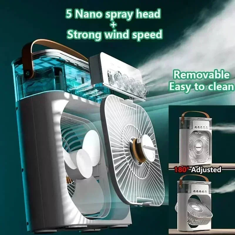 New 3 In 1 Fan AIr Conditioner Household Mini Air Cooler LED Night Light Portable