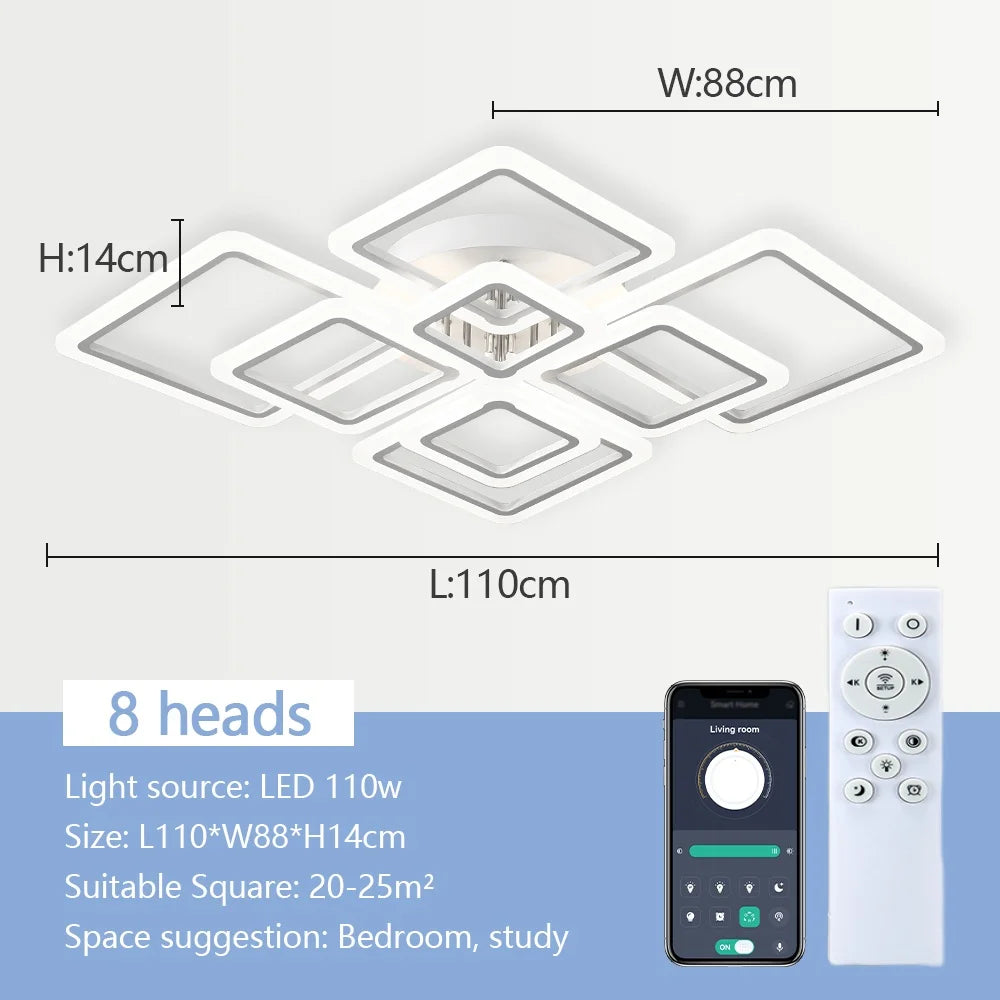 Modern LED Ceiling Light Dimmable Ceiling Lamp Fixture Acrylic Flush Mount Ceiling Chandelier Lighting for Living Room Home