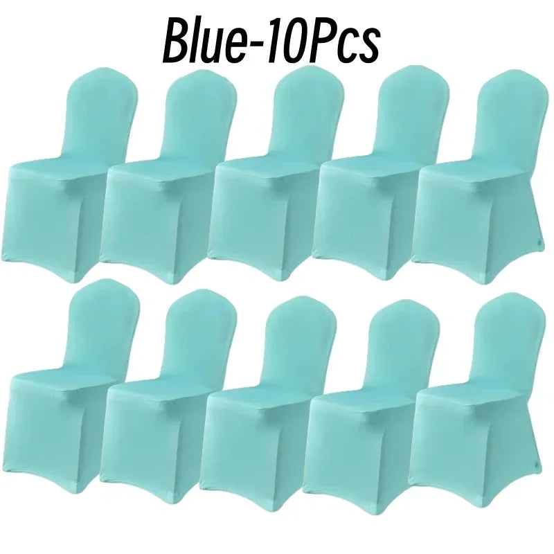 10Pcs Solid Color Chair Cover Spandex Slip Cover Stretch Wedding Banquet Party Reataurant Banquet Hotel Dining Chair Covers