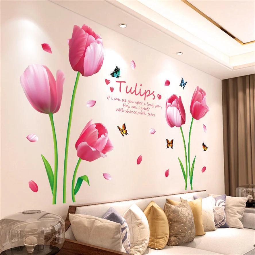 DIY Purple Lavender Living Room Wall Stickers Decoration