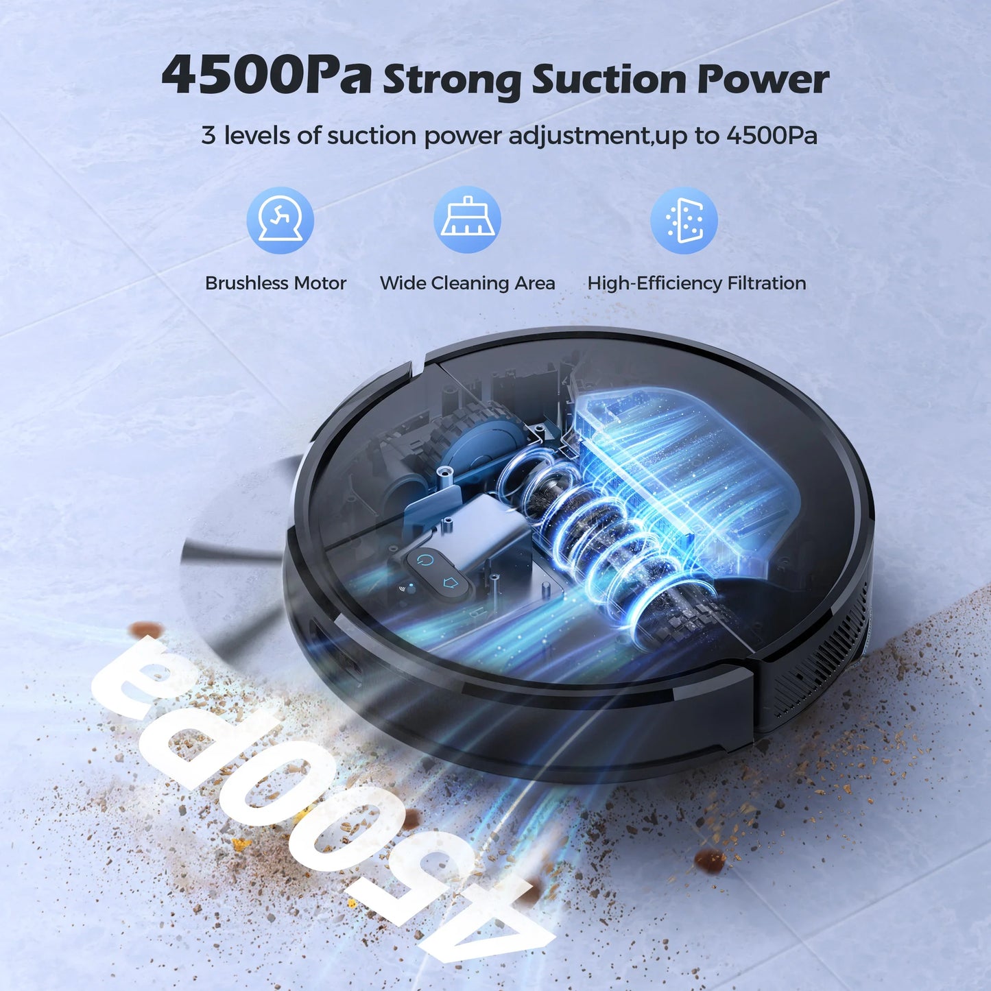 Lubluelu SL68 Robotic Vacuum Cleaner, 4500Pa Suction Power, Self-Charging, Anti-Siphon 5 Maps 24 No-Go Zones Hard Floor Cleaning