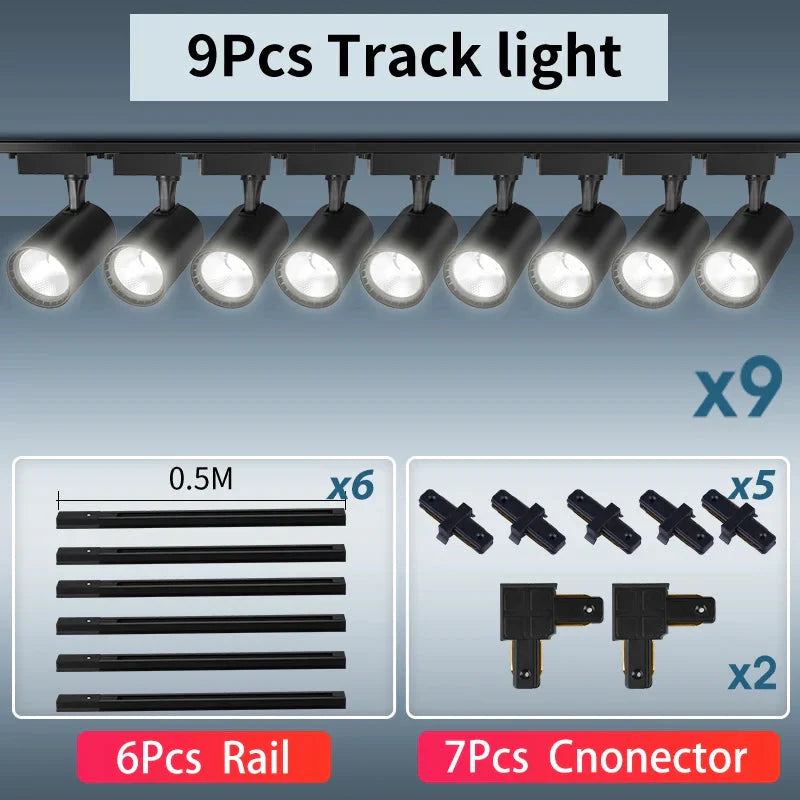 Whole Set 220V Led Track Light Fixture Rail Lighting System
