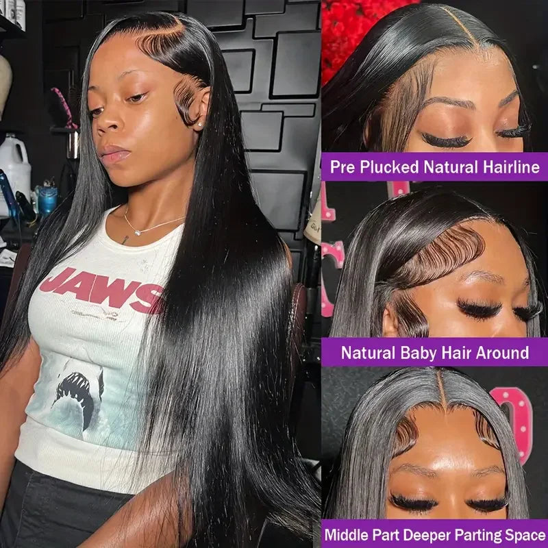 Bone Straight 13x4 Lace Front Wig 13x6 Transparent Brazilian 180% Straight Human Hair Wigs For Women 4x4 HD Lace Closure Wig