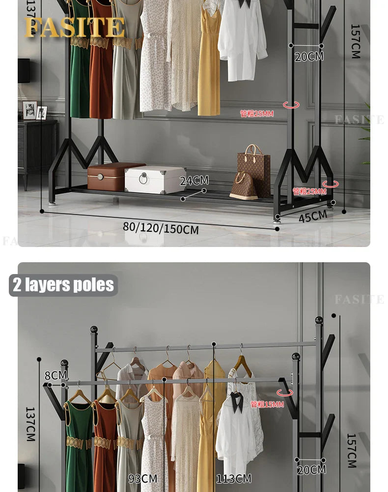 Hanger Clothing Garment Rack Clothes Wardrobes Heavy Duty Rolling Clothes Organizer with Wheel Perchero Coat Standing Coat Rack
