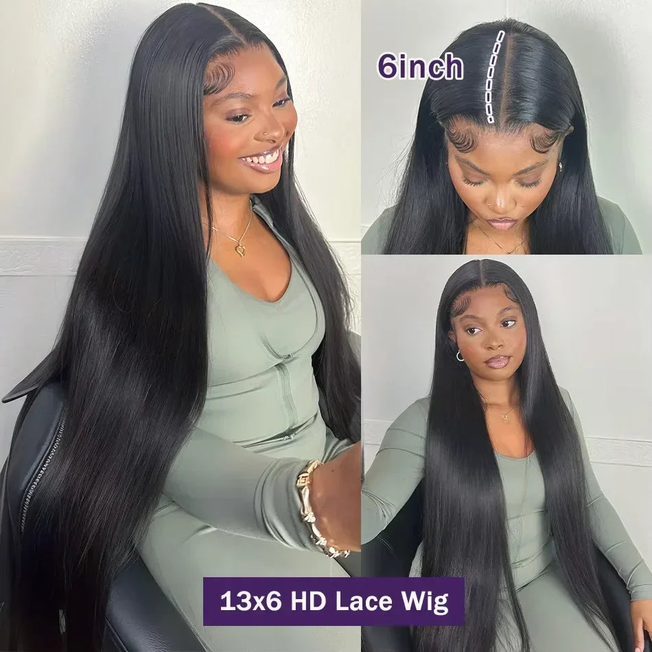 30 34 Inch 13x6 Lace Front Human Hair Wig Bone Straight Preplucked Brazilian 13x4 360 Lace Front Wig Human Hair Wigs For Women