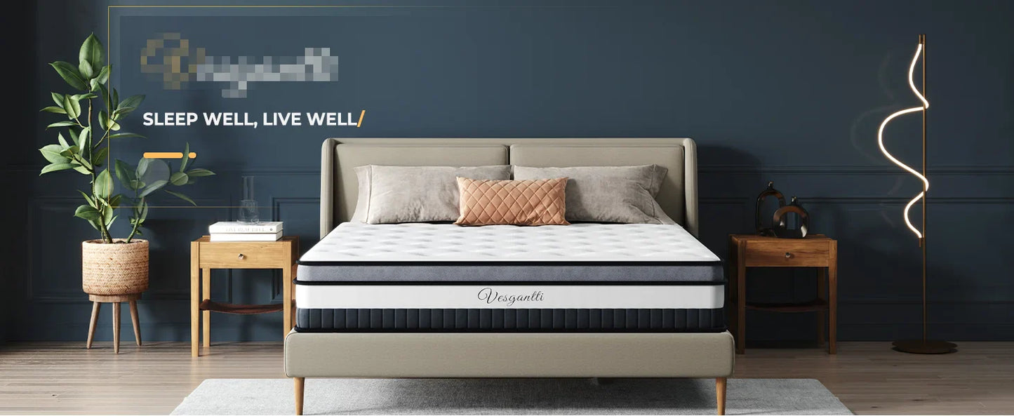 9.4 Inch Pocket Sprung Mattress with Breathable Foam and Individually Pocket Spring - Medium, Luxury Box Top Collection