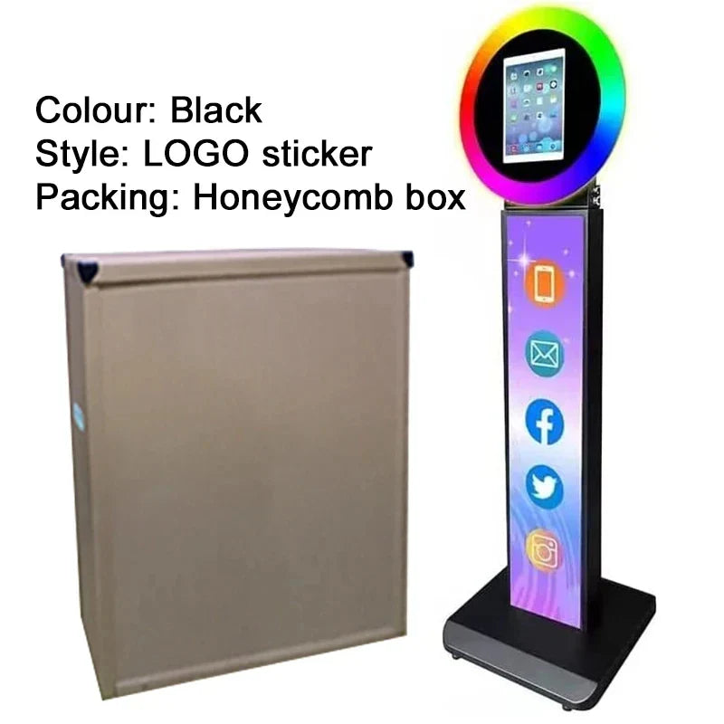 iPad Photo Booth Selfie Machine Shell Adjustable Stand Photobooth With LED Ring Light Customized LOGO For Wedding Partys Events