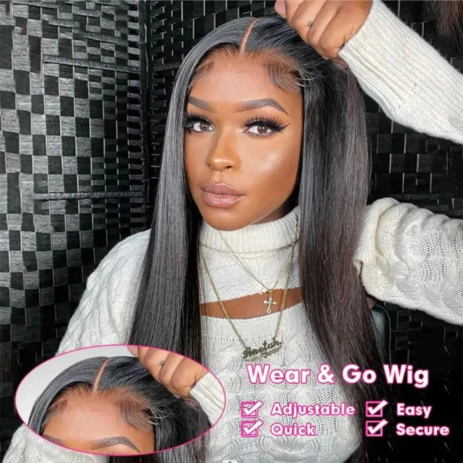 Straight Glueless Wigs Ready To Go Human Hair 4x6 5x5 Lace Closure Wig For Black Women 180% Brazilian Remy 13x4 Lace Front Wig
