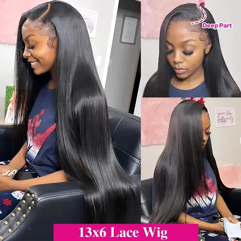 Bone Straight 13x4 Lace Front Wig 13x6 Transparent Brazilian 180% Straight Human Hair Wigs For Women 4x4 HD Lace Closure Wig