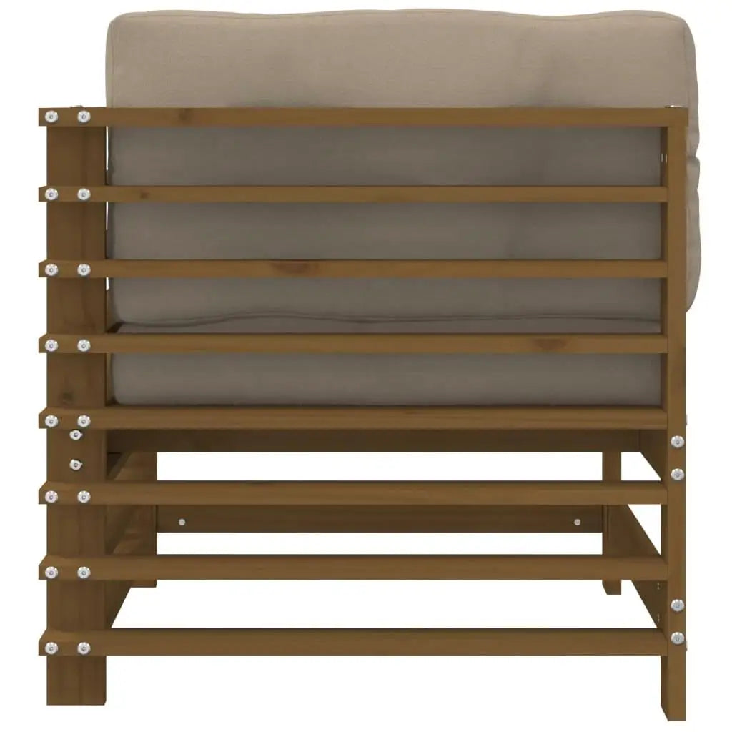 2-Piece Honey Brown Corner Sofa Set with Cushions - Solid Pine Wood