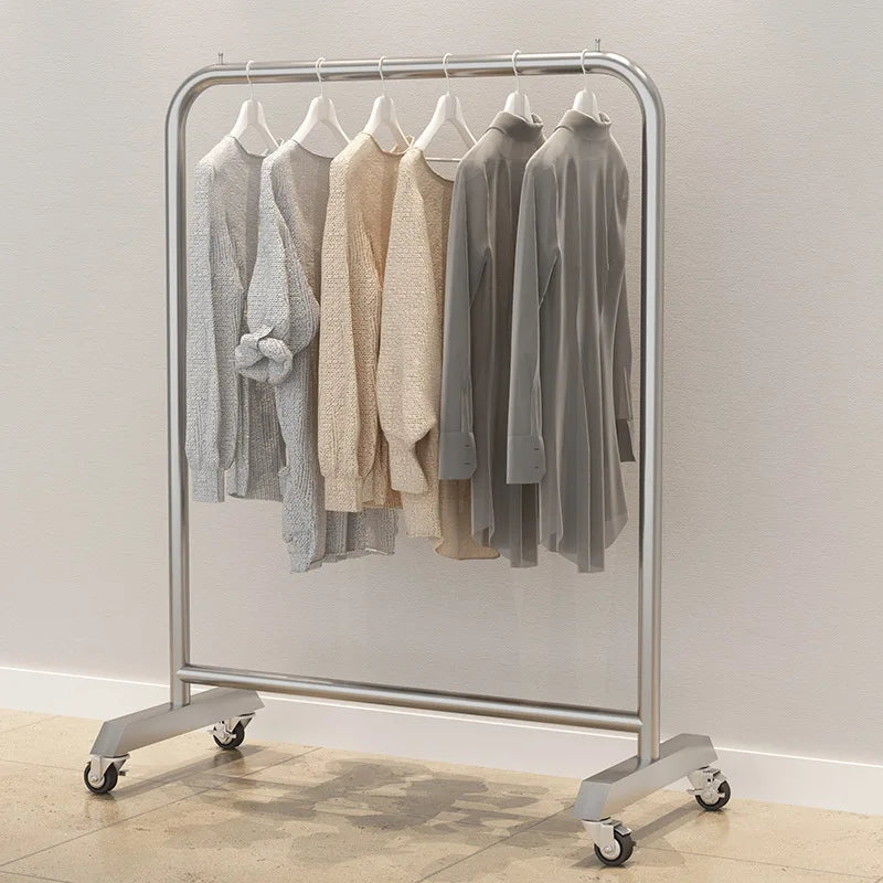 Mobile Cloth Racks Wheels Metal Multiple Levels Portable Adjustable Commercial Clothes Hanger Display Cabide Home Furniture