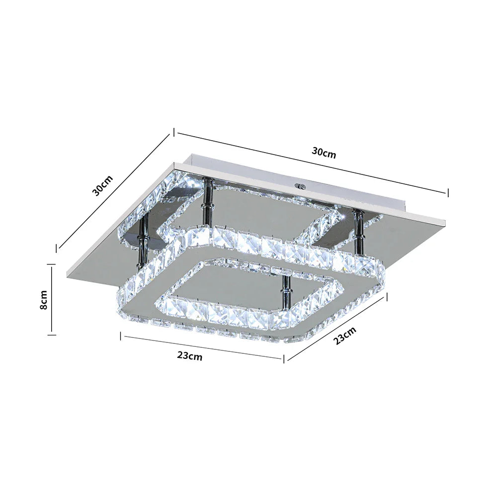 KOMORE Elegant Crystal Round & Square Ceiling Light for Living Room, Bedroom, Kitchen