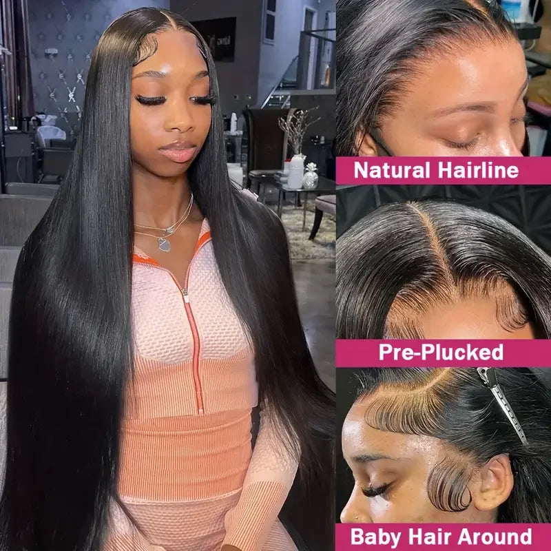 Bone Straight 13x4 Lace Front Wig 13x6 Transparent Brazilian 180% Straight Human Hair Wigs For Women 4x4 HD Lace Closure Wig