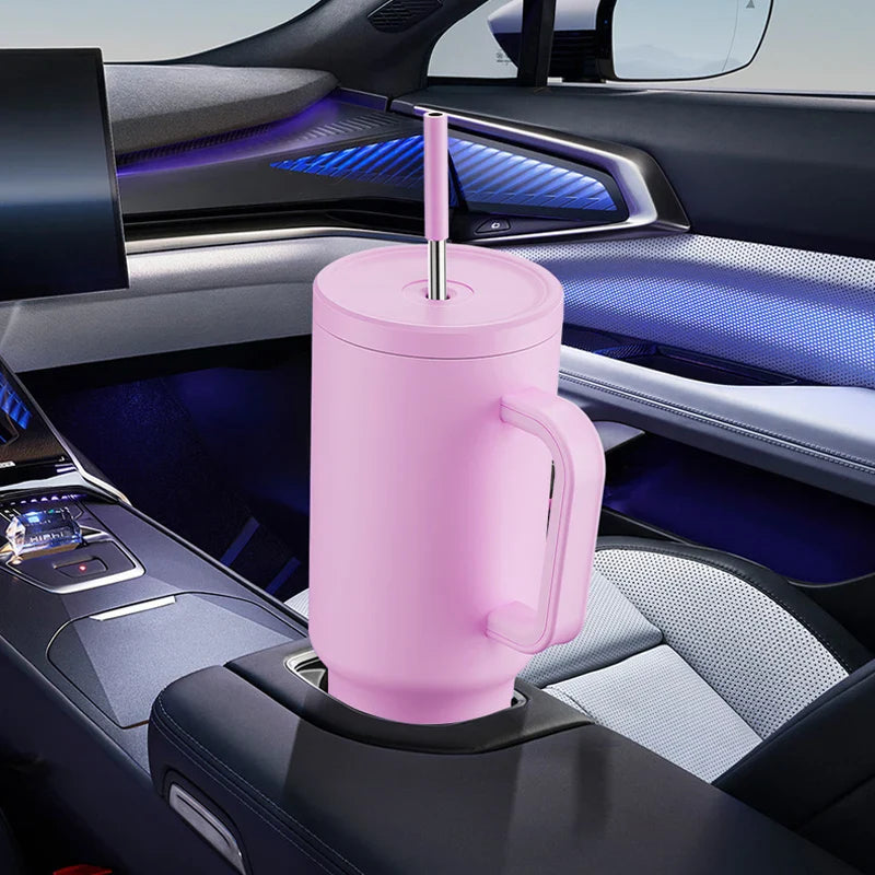 Meoky New 40oz Handle Tumbler Keep Hot Insulation Coffee Cup Multicolor Stainless Steel Leak-proof Car Mug Vacuum Bottle Winter