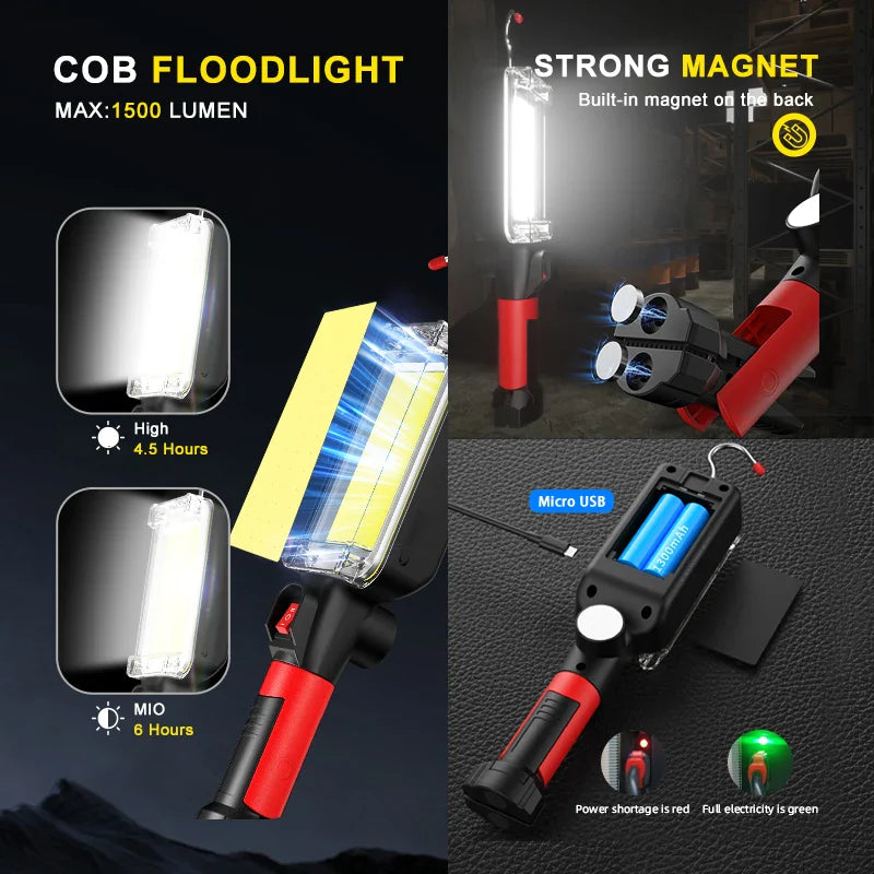 Led Portable Magnetic Light Hook Clip Waterproof