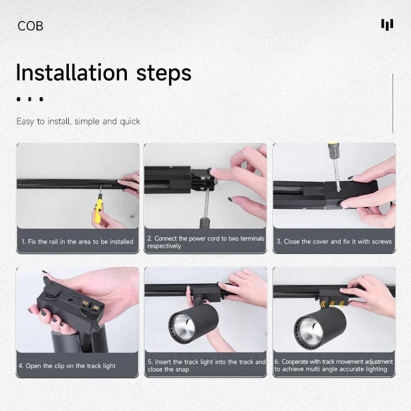 Whole Set 220V Led Track Light Fixture Rail Lighting System