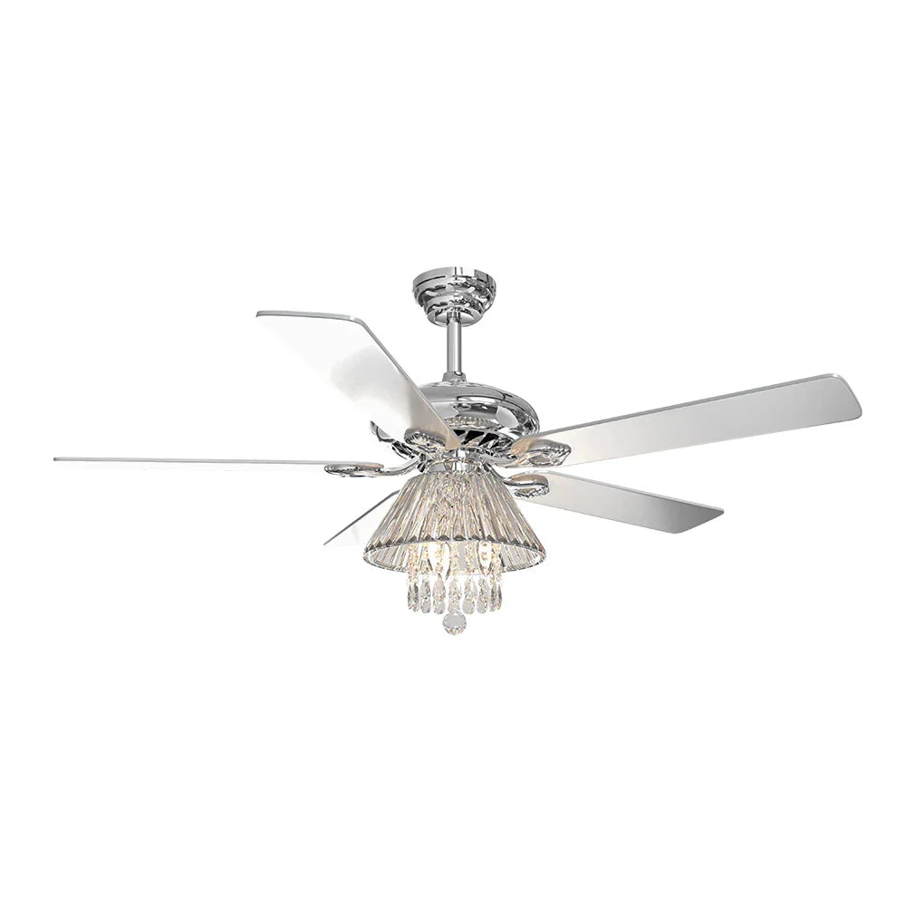 KOMORE 52 Inch Modern 5 Wood Blade Ceiling Fan Chandelier with Remote Control for Office, Living Room, Bedroom