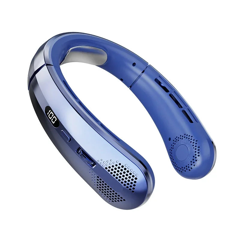 5000mAh Portable Mini Hanging Neck Fan Bladeless Neckband Fan Digital Display Power Air Cooler USB Rechargeable Electric Fans