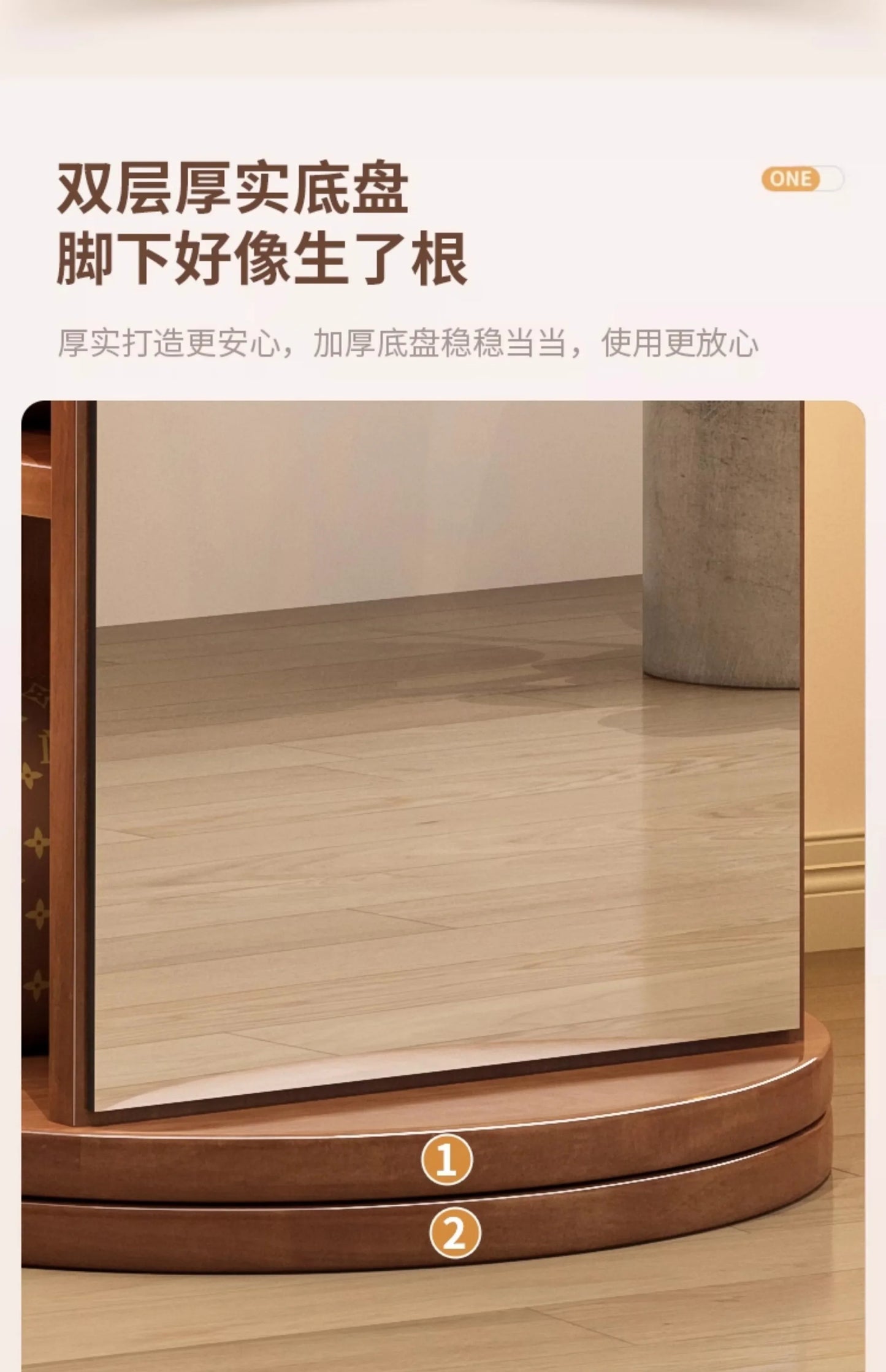 Solid wood hanger bedroom floor coat rack with mirror integrated