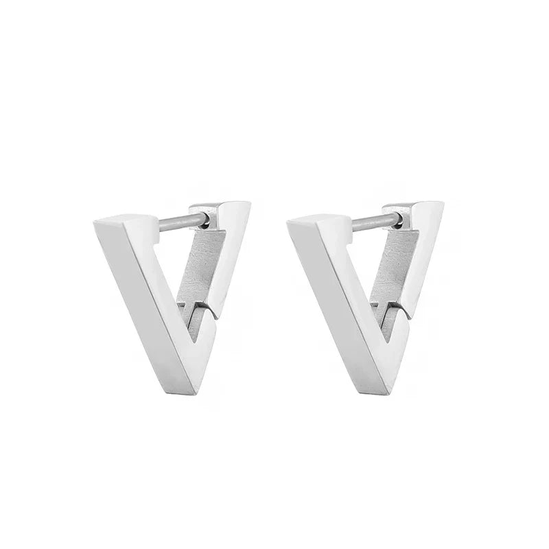 Classic Stainless Steel Hoop Earrings For Women Men Heart Star Oval Rectangle Round Triangle Gold Color Punk Hip Hop Jewelry
