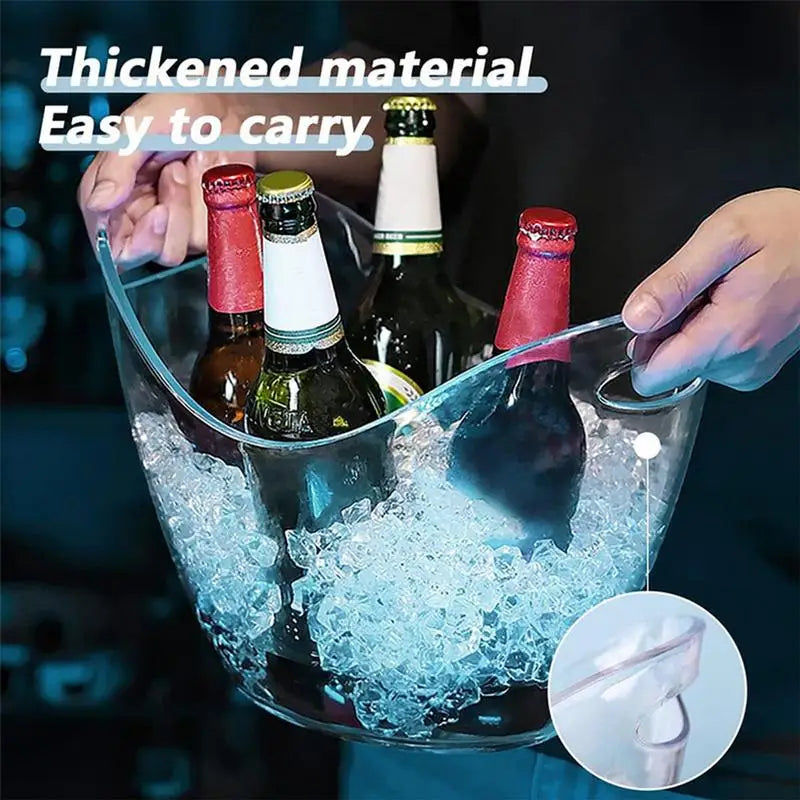 clear Bucket Multifunctional Drink Tub with Scoops Included Large Cooling Ice Bucket for Champagne Wine Beer Cocktails Bar