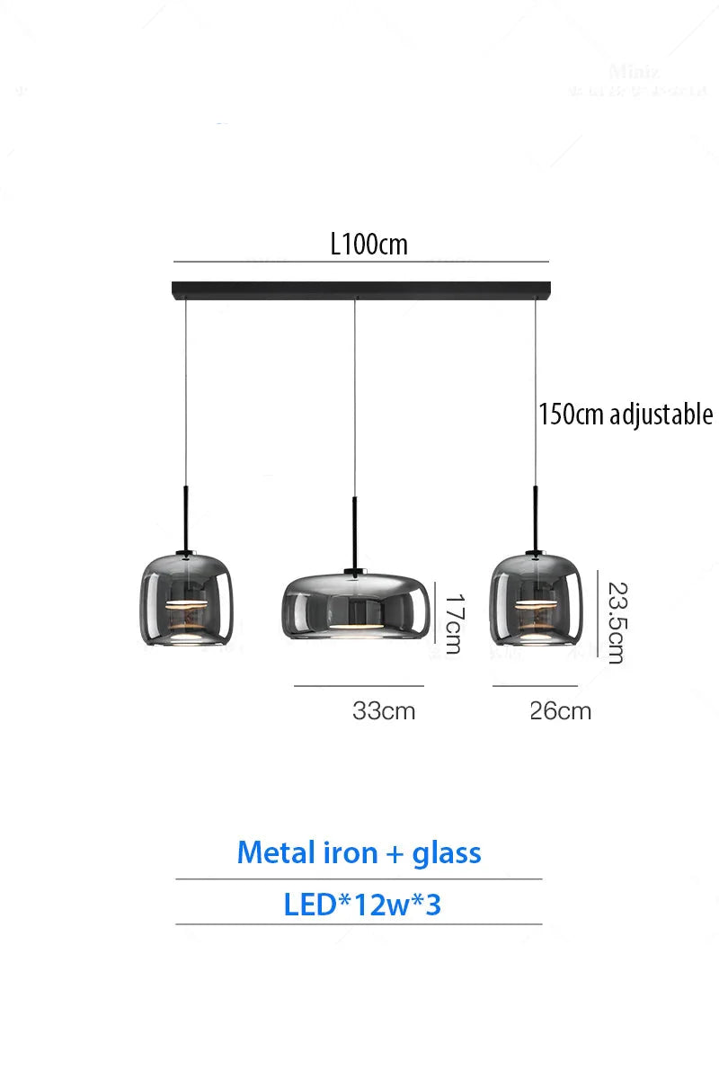 Luxury Designer Glass Chandelier with Adjustable Hanging Cord Elegant Cafe Lighting
