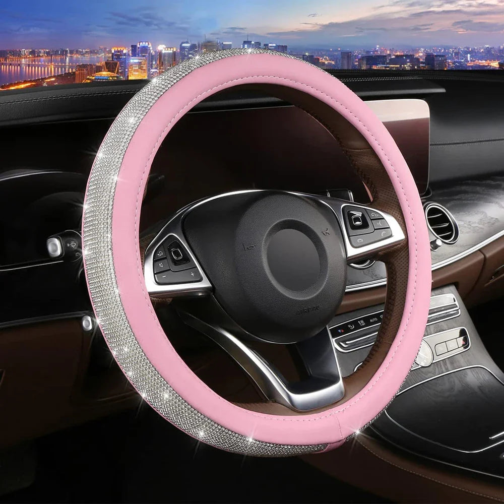 Crystal Car Steering Wheel Cover PU Leather Auto Accessories Case Car Stylin
