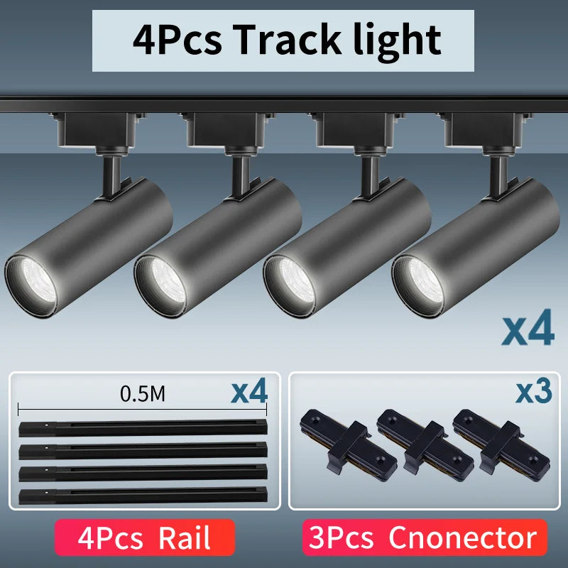 Whole Set 220V Led Track Light Fixture Rail Lighting System