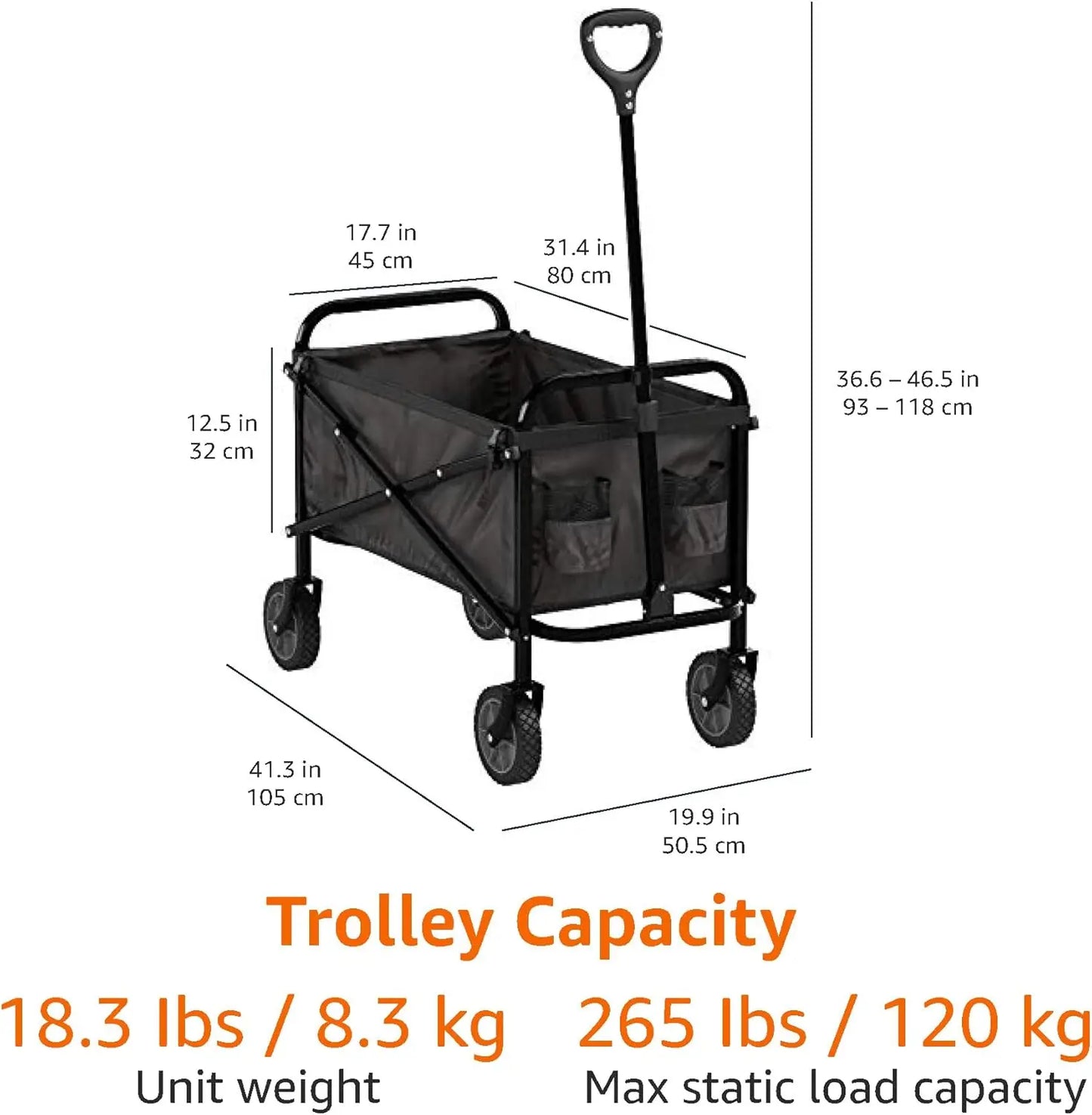 Garden Tool Collection Collapsible Folding Outdoor Garden's Utility Wagon with Cover Bag, Grey