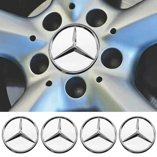 4/8Pcs Car Wheel Center Caps Silver 75MM Rims Wheel Center Caps Wheel Center Hub Caps Emblem for Benz All Models