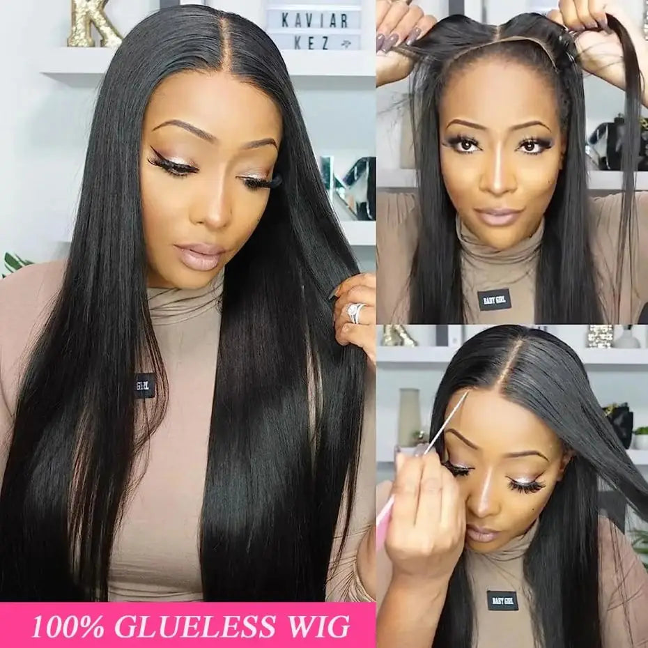 Straight Glueless Wigs Ready To Go Human Hair 4x6 5x5 Lace Closure Wig For Black Women 180% Brazilian Remy 13x4 Lace Front Wig