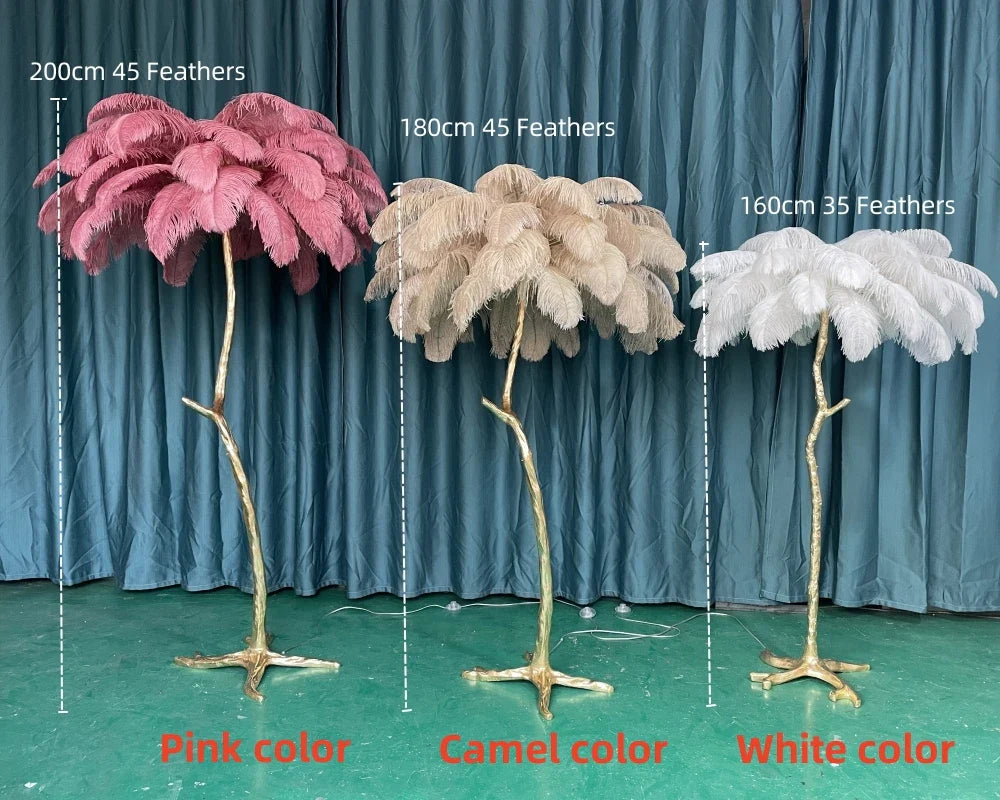 Ostrich Feather Floor Lamp for Living Room
