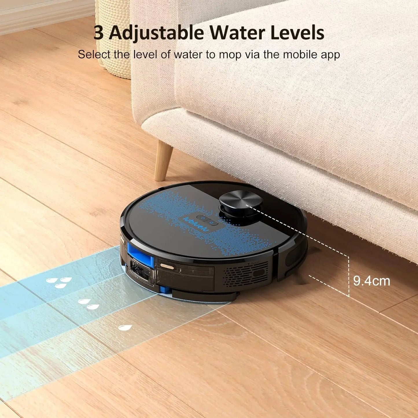 Lubluelu SL60D Robot Vacuum and Mop Combo - 4000Pa Suction, 150Mins Runtime, Quiet Operation, Smart App Control, 10 No-Go Zones