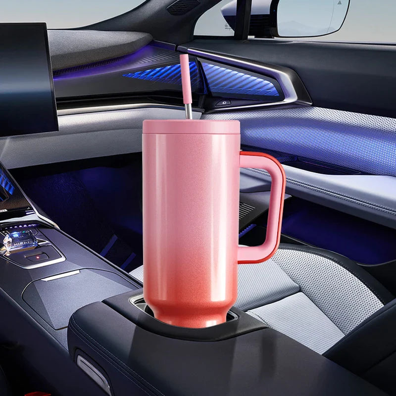 Meoky Tumbler with Handle Straw 50oz 1500ml Travel Coffee Cup Stainless Steel Insulated Drinkwear Fashion Sport Water Bottle